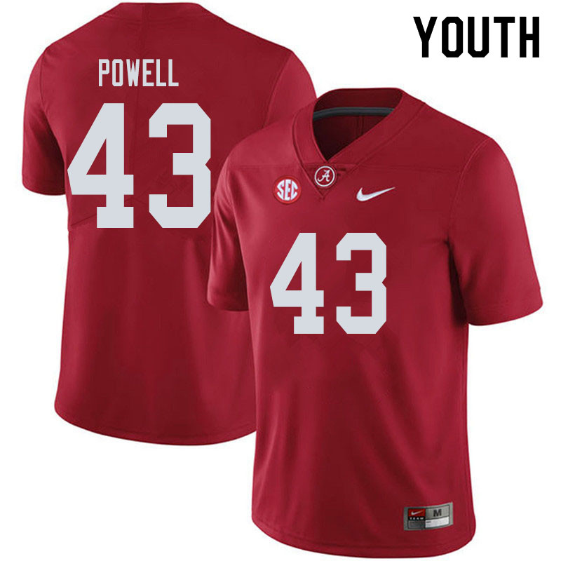 Youth #43 Daniel Powell Alabama Crimson Tide College Football Jerseys Sale-Crimson